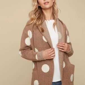Charlie B polka dot cardigan sweater in honey